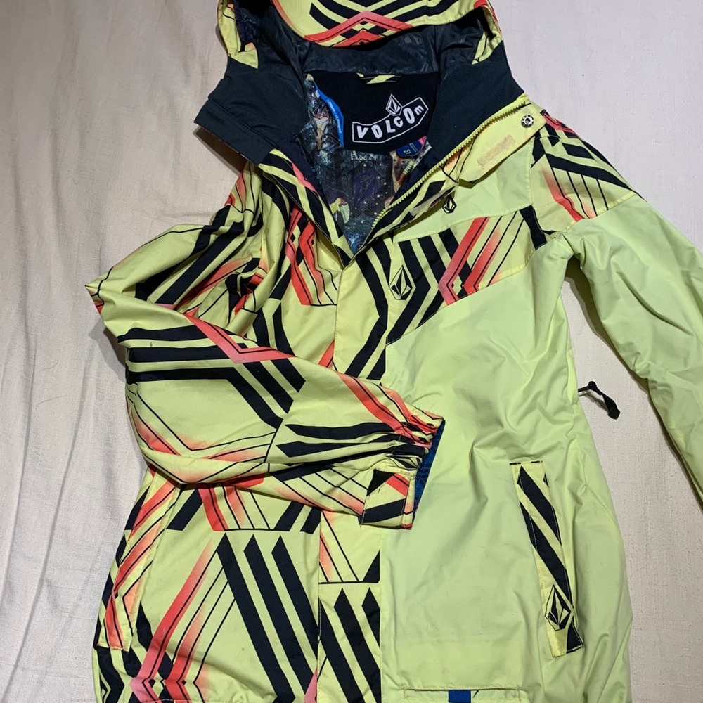 Volcom ski jacket M lime green insulated shell